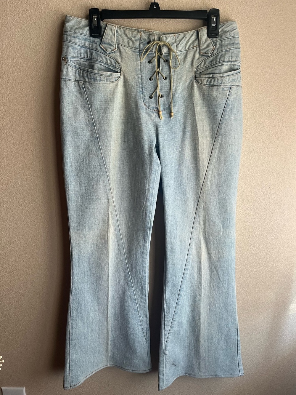Light Wash Lace-Up Women’s Jeans